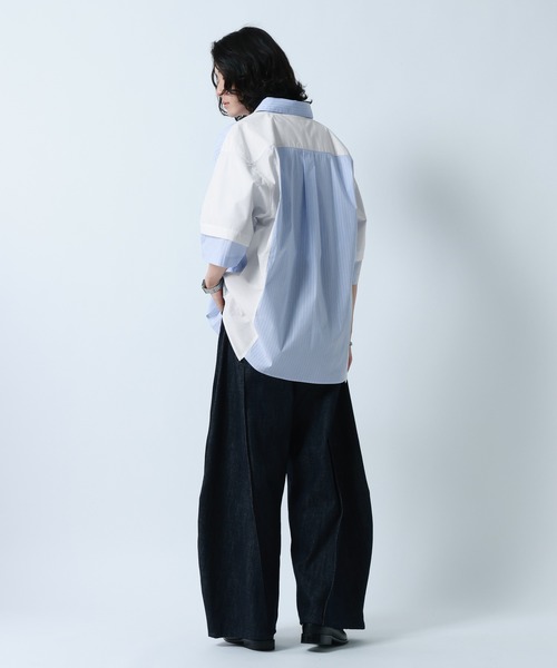 RAGEBLUE(レイジブルー)の「Switch Pattern Design Over Size Shirts/切り替えデザイン/オーバーサイズシャツ(シャツ/ブラウス・メンズ・ブルー系その他/ホワイト系その他・MEDIUM/LARGE)」の9枚目の写真