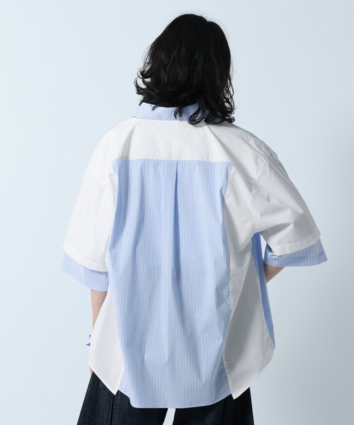 RAGEBLUE(レイジブルー)の「Switch Pattern Design Over Size Shirts/切り替えデザイン/オーバーサイズシャツ(シャツ/ブラウス・メンズ・ブルー系その他/ホワイト系その他・MEDIUM/LARGE)」の12枚目の写真