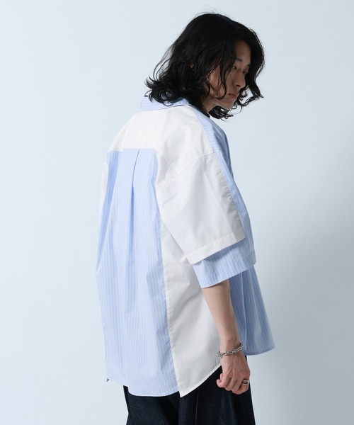 RAGEBLUE(レイジブルー)の「Switch Pattern Design Over Size Shirts/切り替えデザイン/オーバーサイズシャツ(シャツ/ブラウス・メンズ・ブルー系その他/ホワイト系その他・MEDIUM/LARGE)」の13枚目の写真