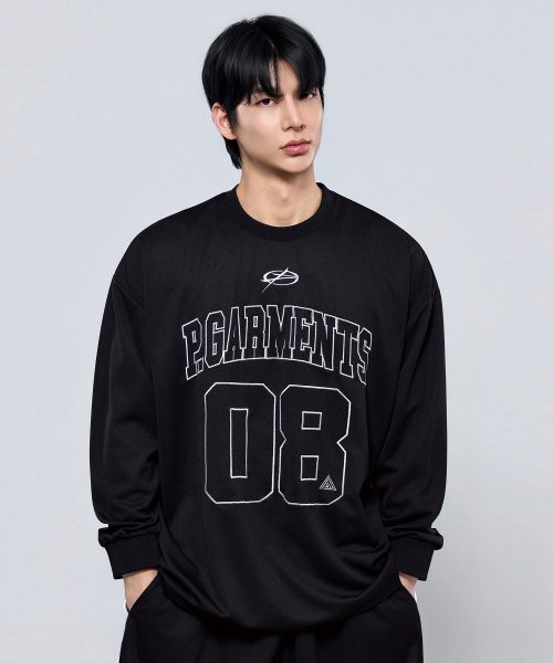 PHYSICAL GARMENTS（フィジカルガーメンツ）の「P2610 クールメッシュオーバーサイズロングスリーブ [ブラック]（Tシャツ/カットソー・メンズ・ブラック・1/2）」の2枚目の写真