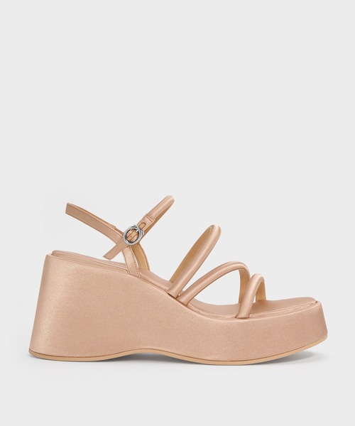 CHARLES & KEITH(チャールズ & キース)の「Lindon リンドン サテンストラッピー プラットフォーム ウエッジ(サンダル・レディース・アイボリー/ブラック系その他2・22.5cm/23cm/23.5cm/24.5cm/25cm/25.5cm)」の15枚目の写真