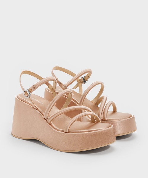 CHARLES & KEITH(チャールズ & キース)の「Lindon リンドン サテンストラッピー プラットフォーム ウエッジ(サンダル・レディース・アイボリー/ブラック系その他2・22.5cm/23cm/23.5cm/24.5cm/25cm/25.5cm)」の16枚目の写真