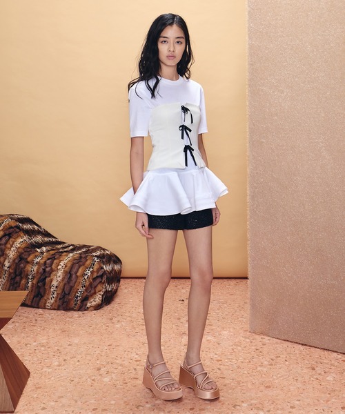 CHARLES & KEITH(チャールズ & キース)の「Lindon リンドン サテンストラッピー プラットフォーム ウエッジ(サンダル・レディース・アイボリー/ブラック系その他2・22.5cm/23cm/23.5cm/24.5cm/25cm/25.5cm)」の14枚目の写真