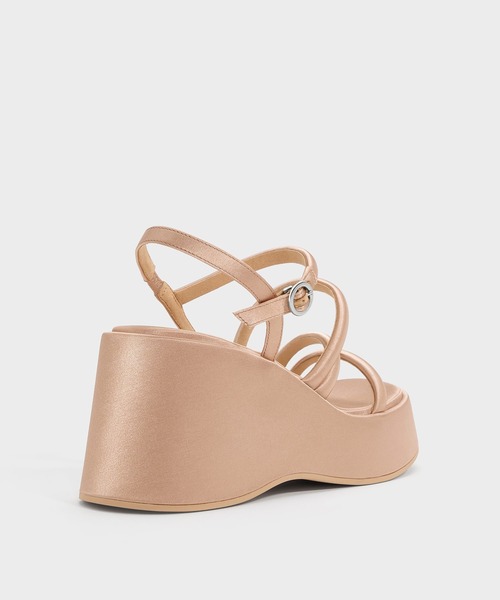 CHARLES & KEITH(チャールズ & キース)の「Lindon リンドン サテンストラッピー プラットフォーム ウエッジ(サンダル・レディース・アイボリー/ブラック系その他2・22.5cm/23cm/23.5cm/24.5cm/25cm/25.5cm)」の17枚目の写真
