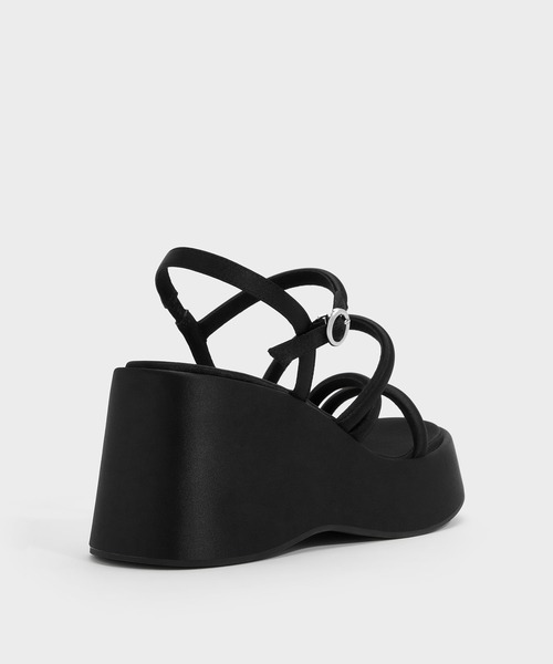 CHARLES & KEITH(チャールズ & キース)の「Lindon リンドン サテンストラッピー プラットフォーム ウエッジ(サンダル・レディース・アイボリー/ブラック系その他2・22.5cm/23cm/23.5cm/24.5cm/25cm/25.5cm)」の11枚目の写真