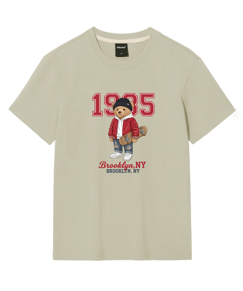 OKSTAR(オクスター)の「ヒップスタークマちゃん半袖Tシャツ(Tシャツ/カットソー・メンズ・カーキ/ホワイト/ブラック/グレー/ダークグリーン/ネイビー/ダークブルー/クリーム/ライトグレー/ライトベージュ/ダークグレー・4XL/SMALL/MEDIUM/LARGE/X-LARGE/2XL/3XL)」の7枚目の写真