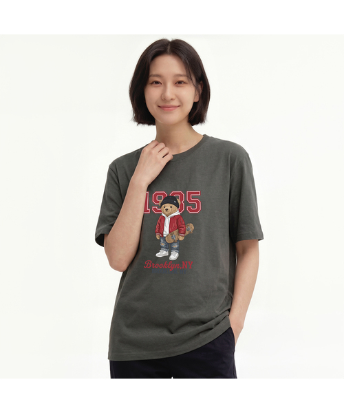 OKSTAR(オクスター)の「ヒップスタークマちゃん半袖Tシャツ(Tシャツ/カットソー・メンズ・カーキ/ホワイト/ブラック/グレー/ダークグリーン/ネイビー/ダークブルー/クリーム/ライトグレー/ライトベージュ/ダークグレー・4XL/SMALL/MEDIUM/LARGE/X-LARGE/2XL/3XL)」の5枚目の写真