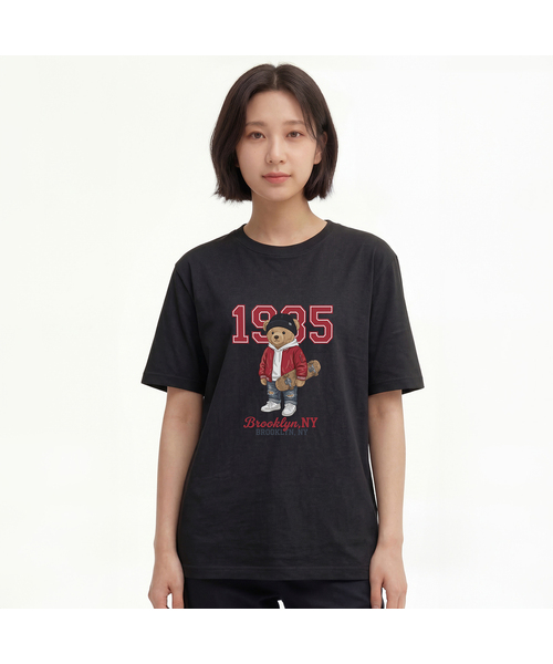OKSTAR(オクスター)の「ヒップスタークマちゃん半袖Tシャツ(Tシャツ/カットソー・メンズ・カーキ/ホワイト/ブラック/グレー/ダークグリーン/ネイビー/ダークブルー/クリーム/ライトグレー/ライトベージュ/ダークグレー・4XL/SMALL/MEDIUM/LARGE/X-LARGE/2XL/3XL)」の2枚目の写真