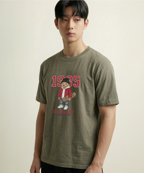 OKSTAR(オクスター)の「ヒップスタークマちゃん半袖Tシャツ(Tシャツ/カットソー・メンズ・カーキ/ホワイト/ブラック/グレー/ダークグリーン/ネイビー/ダークブルー/クリーム/ライトグレー/ライトベージュ/ダークグレー・4XL/SMALL/MEDIUM/LARGE/X-LARGE/2XL/3XL)」の12枚目の写真
