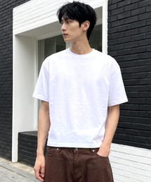 メンズ コットン 半袖 リアル クロップTシャツ ホワイト