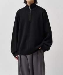 ハーフジップ」に該当するニット/セーター（ブラック/黒色系・無地