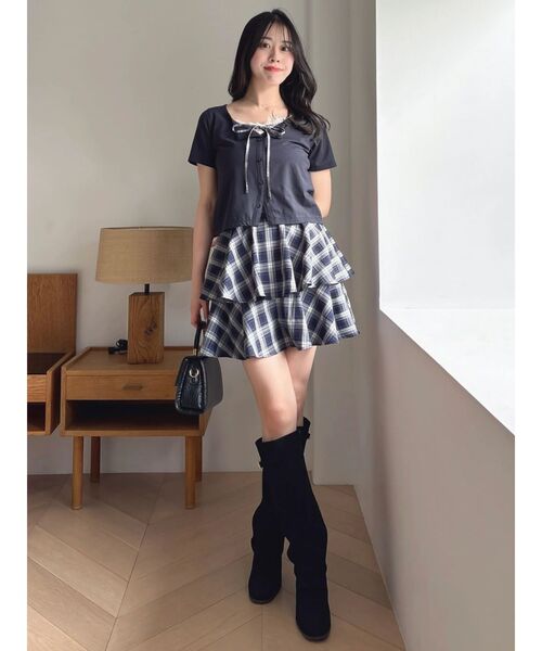 dazzlin(ダズリン)の「レースレイヤードリボンカットプルオーバー(Tシャツ/カットソー・レディース・オフホワイト/ネイビー/ブラウン・FREE)」の18枚目の写真