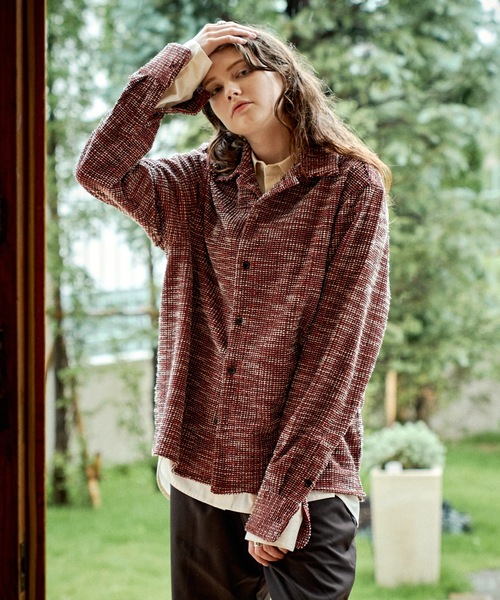 CASPER JOHN(キャスパージョン)の「Boucle over shirts/ブークレオーバーシャツ(シャツ/ブラウス・メンズ・ブラック/レッド・LARGE/MEDIUM/SMALL/X-SMALL)」の2枚目の写真