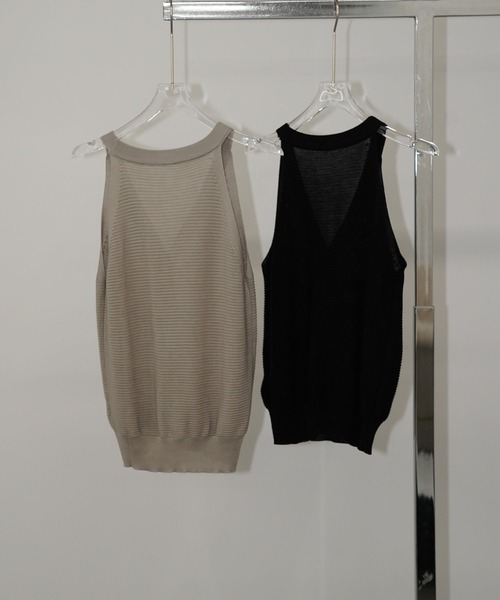 chuclla(チュクラ)の「Vネックリブニットベスト chw26s346(Tシャツ/カットソー・レディース・ベージュ/ブラック・FREE)」の18枚目の写真
