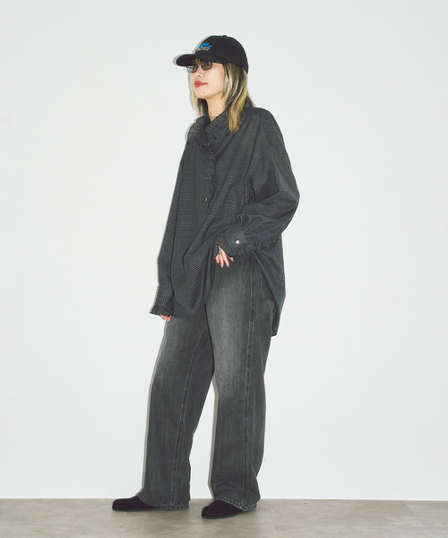 CITYSHOP(シティーショップ)の「SHEER FRILL ブラウス(シャツ/ブラウス・レディース・ホワイト/チャコールグレー・FREE)」の7枚目の写真