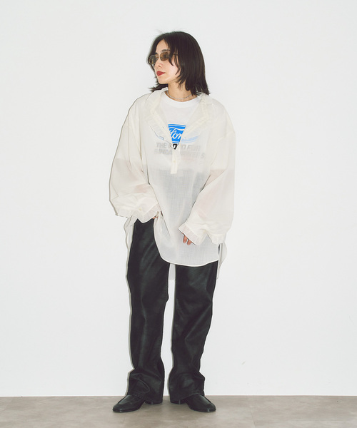 CITYSHOP(シティーショップ)の「SHEER FRILL ブラウス(シャツ/ブラウス・レディース・ホワイト/チャコールグレー・FREE)」の10枚目の写真