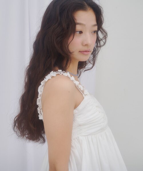 DISCOAT(ディスコート)の「【umm.】肩フリルリボンデザインキャミチュニック(シャツ/ブラウス・レディース・レモンイエロー/オフホワイト/ブラック・FREE)」の10枚目の写真
