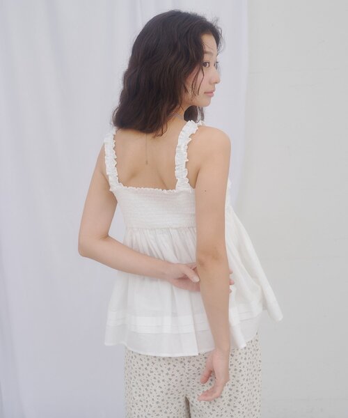 DISCOAT(ディスコート)の「【umm.】肩フリルリボンデザインキャミチュニック(シャツ/ブラウス・レディース・レモンイエロー/オフホワイト/ブラック・FREE)」の14枚目の写真