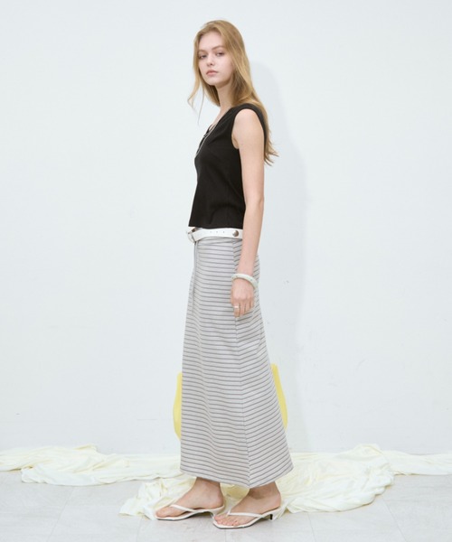 Rohwel(ローウェル)の「Border Maxi Skirt / ボーダーマキシスカート(スカート・レディース・ネイビー/グレー・FREE)」の18枚目の写真