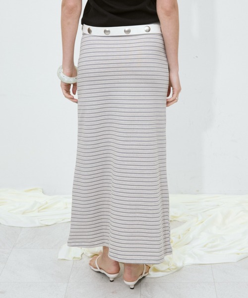 Rohwel(ローウェル)の「Border Maxi Skirt / ボーダーマキシスカート(スカート・レディース・ネイビー/グレー・FREE)」の16枚目の写真