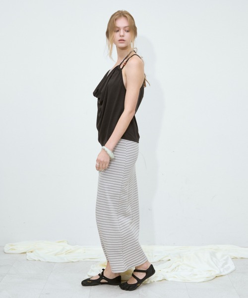 Rohwel(ローウェル)の「Border Maxi Skirt / ボーダーマキシスカート(スカート・レディース・ネイビー/グレー・FREE)」の21枚目の写真