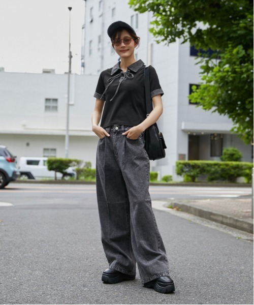 GORGE(ゴージ)の「《デニム切替・レースアップ》カットソー/カジュアル×トレンド/春夏/全3色(Tシャツ/カットソー・レディース・ネイビー/オフホワイト/ブラック・F)」の19枚目の写真