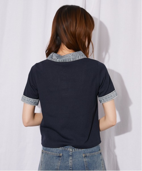 GORGE(ゴージ)の「《デニム切替・レースアップ》カットソー/カジュアル×トレンド/春夏/全3色(Tシャツ/カットソー・レディース・ネイビー/オフホワイト/ブラック・F)」の9枚目の写真