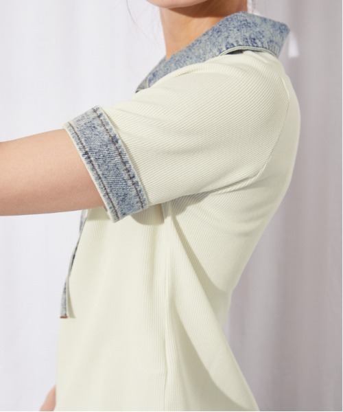 GORGE(ゴージ)の「《デニム切替・レースアップ》カットソー/カジュアル×トレンド/春夏/全3色(Tシャツ/カットソー・レディース・ネイビー/オフホワイト/ブラック・F)」の14枚目の写真