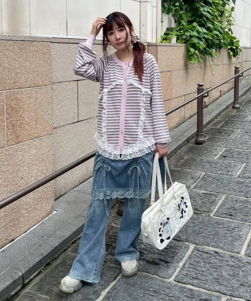 Candy Stripper(キャンディストリッパー)の「LINGERIE DENIM SKIRT パンツ(デニムパンツ・レディース・ブルー系その他/ブラック・FREE)」の8枚目の写真