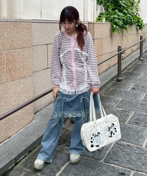 Candy Stripper(キャンディストリッパー)の「LINGERIE DENIM SKIRT パンツ(デニムパンツ・レディース・ブルー系その他/ブラック・FREE)」の10枚目の写真