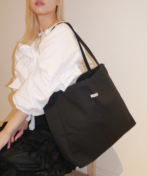 HONEY MI HONEY（ハニーミーハニー）の「honey logo big canvas tote（トートバッグ・レディース・ブラック/ピンク・FREE）」の4枚目の写真