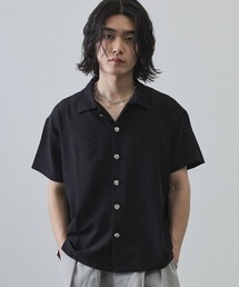 Metal Button Sheer Open-Collar Short Sleeve Shirt / メタルボタンシアーオープンカラー半袖シャツ