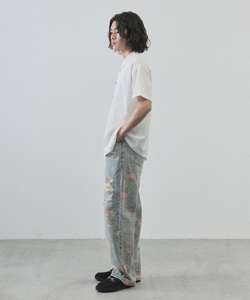 Shoowtime(ショウタイム)の「Metal Button Sheer Open-Collar Short Sleeve Shirt / メタルボタンシアーオープンカラー半袖シャツ(シャツ/ブラウス・メンズ・ホワイト/ブラック・MEDIUM/LARGE/X-LARGE)」の14枚目の写真