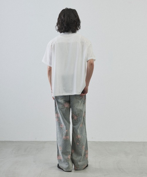 Shoowtime(ショウタイム)の「Metal Button Sheer Open-Collar Short Sleeve Shirt / メタルボタンシアーオープンカラー半袖シャツ(シャツ/ブラウス・メンズ・ホワイト/ブラック・MEDIUM/LARGE/X-LARGE)」の15枚目の写真