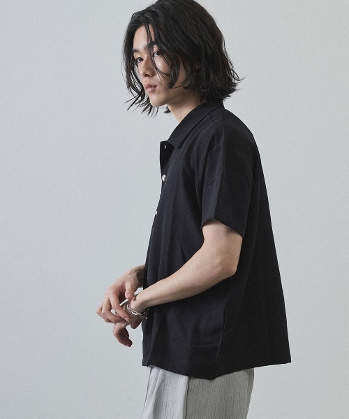 Shoowtime(ショウタイム)の「Metal Button Sheer Open-Collar Short Sleeve Shirt / メタルボタンシアーオープンカラー半袖シャツ(シャツ/ブラウス・メンズ・ホワイト/ブラック・MEDIUM/LARGE/X-LARGE)」の20枚目の写真