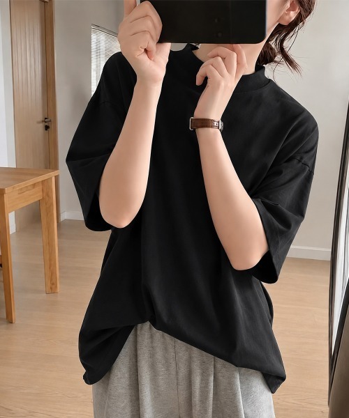 Miniministore(ミニミニストア)の「オーバーサイズTシャツ無地半袖レディース(Tシャツ/カットソー・レディース・ホワイト/ブラック・FREE)」の2枚目の写真