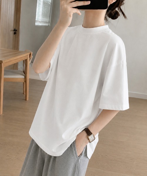 Miniministore(ミニミニストア)の「オーバーサイズTシャツ無地半袖レディース(Tシャツ/カットソー・レディース・ホワイト/ブラック・FREE)」の4枚目の写真