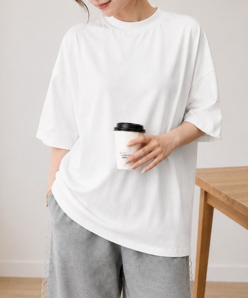 Miniministore(ミニミニストア)の「オーバーサイズTシャツ無地半袖レディース(Tシャツ/カットソー・レディース・ホワイト/ブラック・FREE)」の5枚目の写真