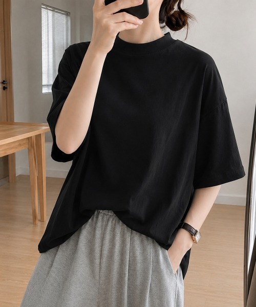 Miniministore(ミニミニストア)の「オーバーサイズTシャツ無地半袖レディース(Tシャツ/カットソー・レディース・ホワイト/ブラック・FREE)」の19枚目の写真