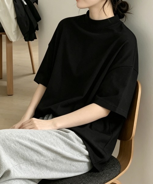 Miniministore(ミニミニストア)の「オーバーサイズTシャツ無地半袖レディース(Tシャツ/カットソー・レディース・ホワイト/ブラック・FREE)」の20枚目の写真