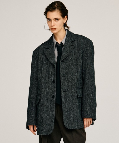 PRANK PROJECT(プランクプロジェクト)の「【2026Autumn Pre-Order】クラシックツイードオーバージャケットコート / Classic Tweed Oversized Jacket Coat(チェスターコート・レディース・マルチ/ブラック/カーキ・FREE)」の2枚目の写真