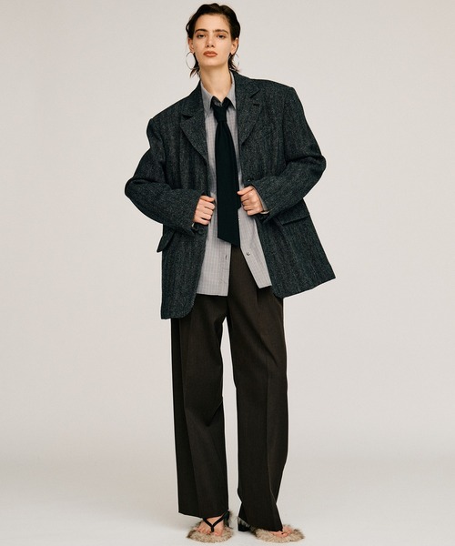 PRANK PROJECT(プランクプロジェクト)の「【2026Autumn Pre-Order】クラシックツイードオーバージャケットコート / Classic Tweed Oversized Jacket Coat(チェスターコート・レディース・マルチ/ブラック/カーキ・FREE)」の4枚目の写真