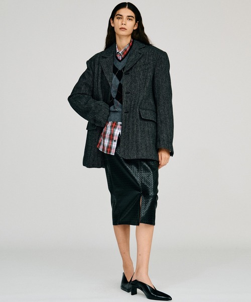 PRANK PROJECT(プランクプロジェクト)の「【2026Autumn Pre-Order】クラシックツイードオーバージャケットコート / Classic Tweed Oversized Jacket Coat(チェスターコート・レディース・マルチ/ブラック/カーキ・FREE)」の6枚目の写真