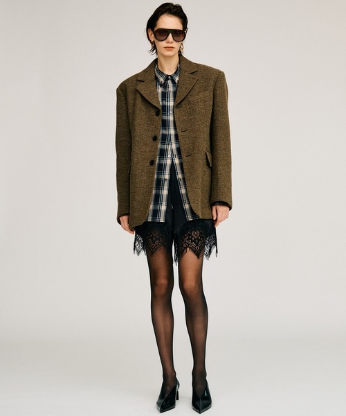 PRANK PROJECT(プランクプロジェクト)の「【2026Autumn Pre-Order】クラシックツイードオーバージャケットコート / Classic Tweed Oversized Jacket Coat(チェスターコート・レディース・マルチ/ブラック/カーキ・FREE)」の8枚目の写真