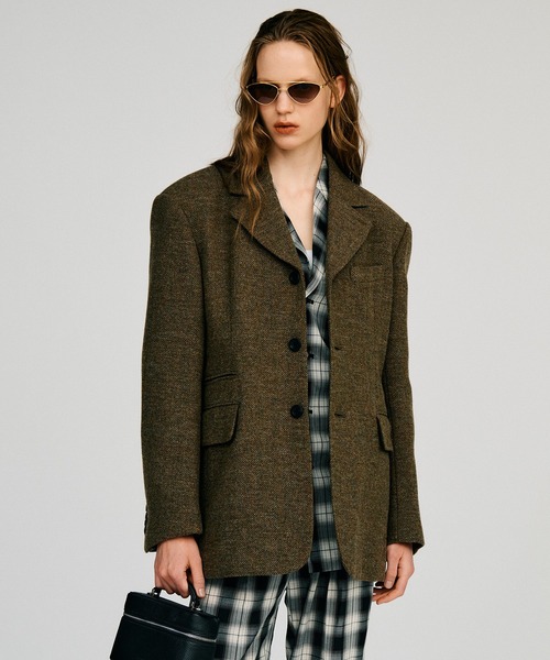 PRANK PROJECT(プランクプロジェクト)の「【2026Autumn Pre-Order】クラシックツイードオーバージャケットコート / Classic Tweed Oversized Jacket Coat(チェスターコート・レディース・マルチ/ブラック/カーキ・FREE)」の12枚目の写真