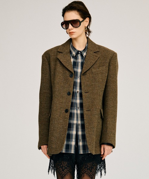 PRANK PROJECT(プランクプロジェクト)の「【2026Autumn Pre-Order】クラシックツイードオーバージャケットコート / Classic Tweed Oversized Jacket Coat(チェスターコート・レディース・マルチ/ブラック/カーキ・FREE)」の14枚目の写真