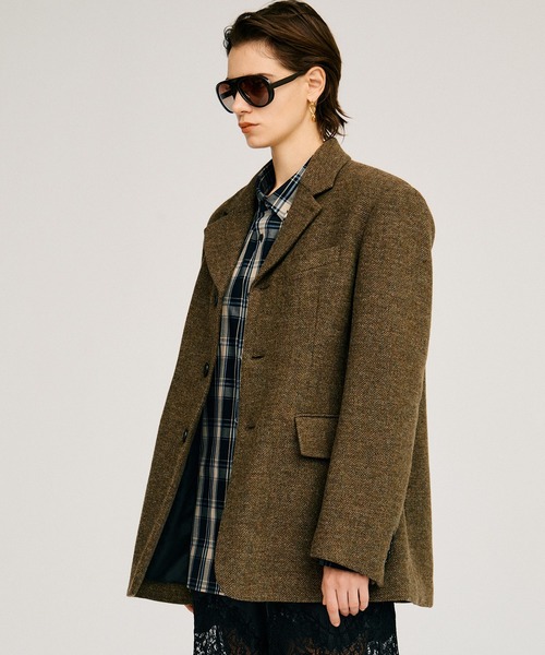 PRANK PROJECT(プランクプロジェクト)の「【2026Autumn Pre-Order】クラシックツイードオーバージャケットコート / Classic Tweed Oversized Jacket Coat(チェスターコート・レディース・マルチ/ブラック/カーキ・FREE)」の15枚目の写真