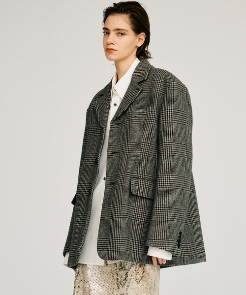 PRANK PROJECT(プランクプロジェクト)の「【2026Autumn Pre-Order】クラシックツイードオーバージャケットコート / Classic Tweed Oversized Jacket Coat(チェスターコート・レディース・マルチ/ブラック/カーキ・FREE)」の20枚目の写真