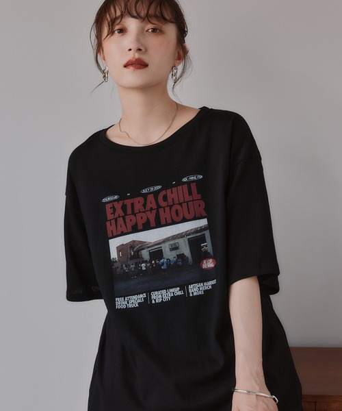 210nouve(トゥージュヌーブ)の「オーバーサイズ フォトプリント Tシャツ(Tシャツ/カットソー・レディース・ブラウン/ホワイト/ブラック・FREE)」の12枚目の写真