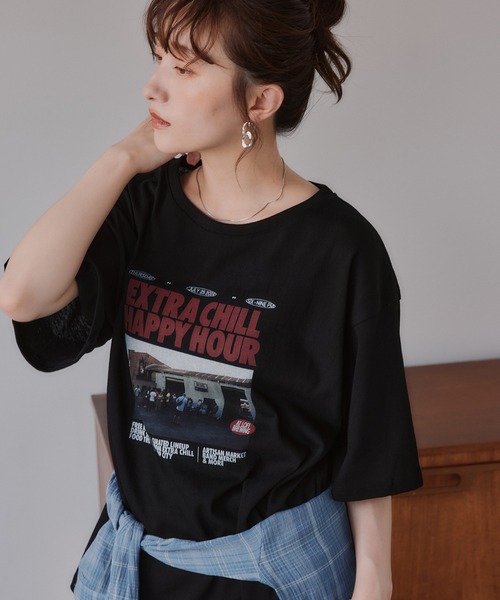 210nouve(トゥージュヌーブ)の「オーバーサイズ フォトプリント Tシャツ(Tシャツ/カットソー・レディース・ブラウン/ホワイト/ブラック・FREE)」の13枚目の写真